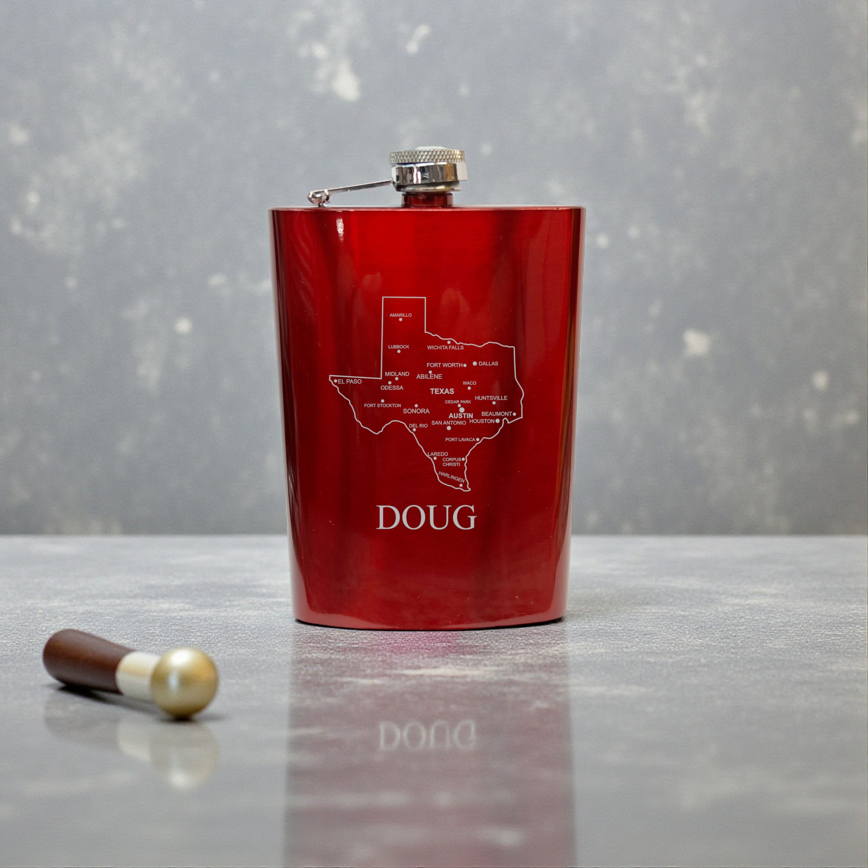 8oz Flask - Texas with Cities PERSONALIZED