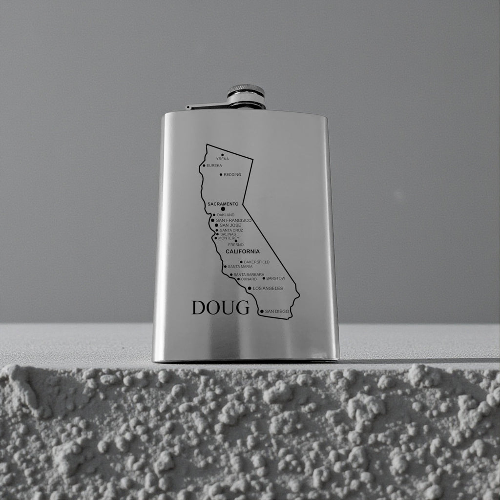 8oz Flask - California with Cities PERSONALIZED