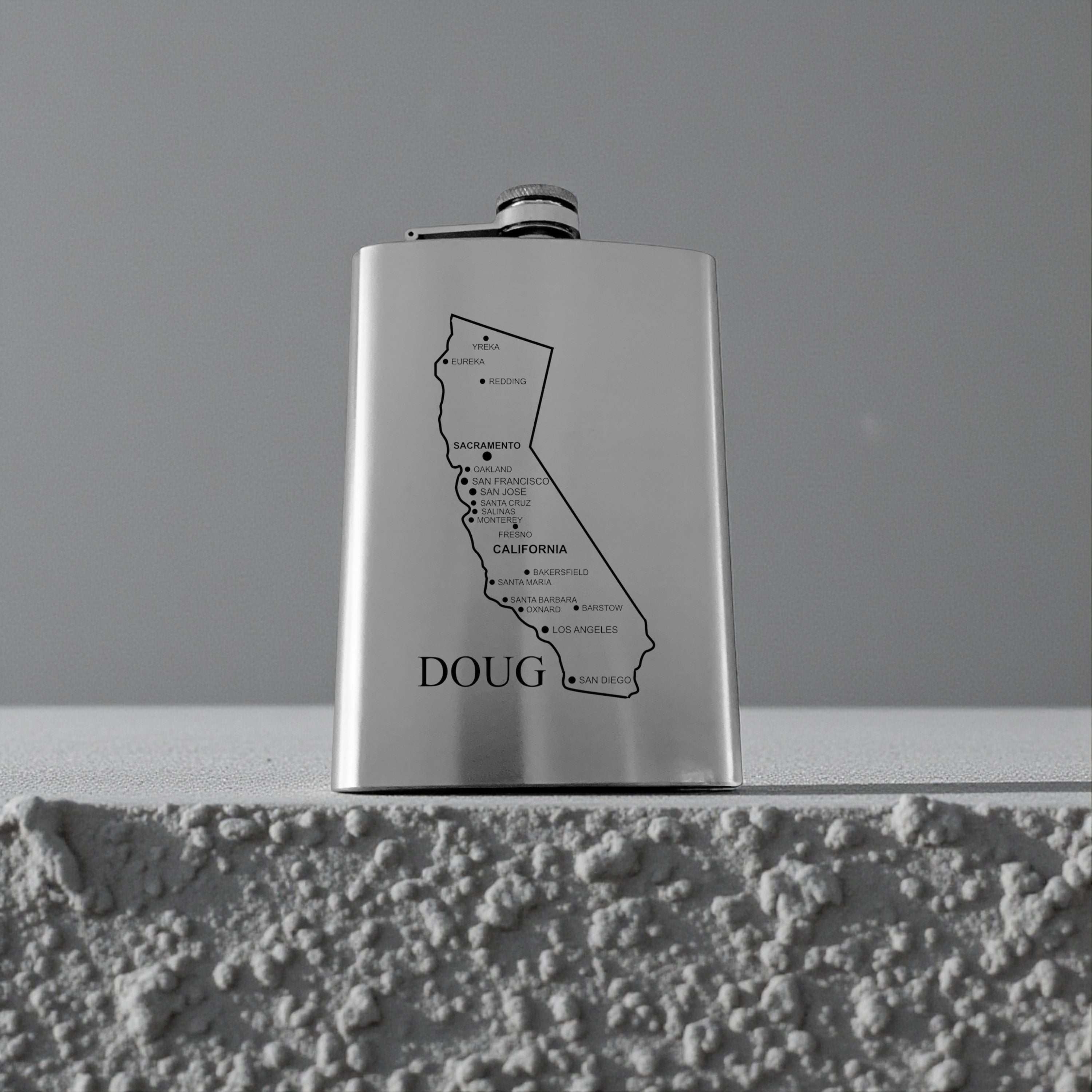 8oz Flask - California with Cities PERSONALIZED