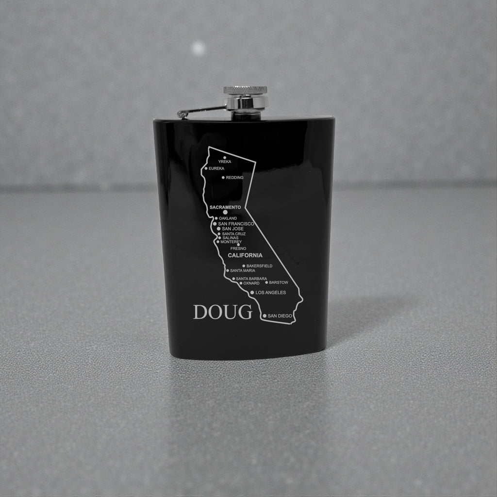 8oz Flask - California with Cities PERSONALIZED