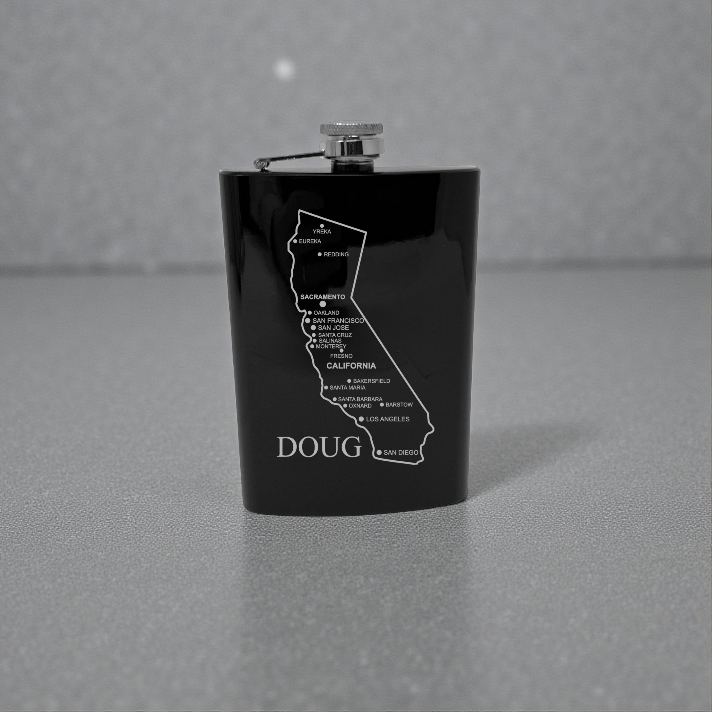 8oz Flask - California with Cities PERSONALIZED
