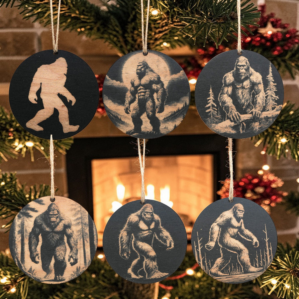 Ornament - Black - Bigfoot Sasquatch - Set of 6