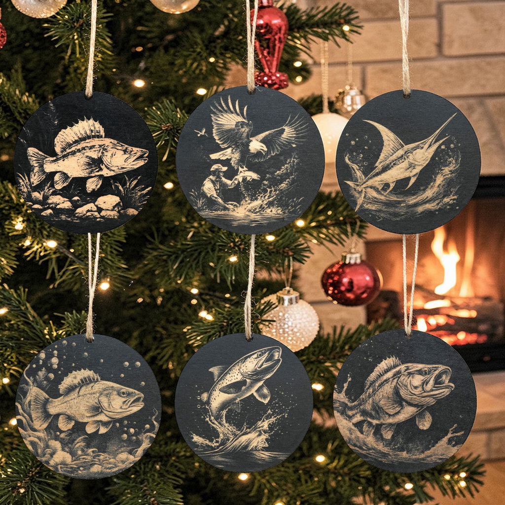 Ornament - Black - Fish - Set of 6