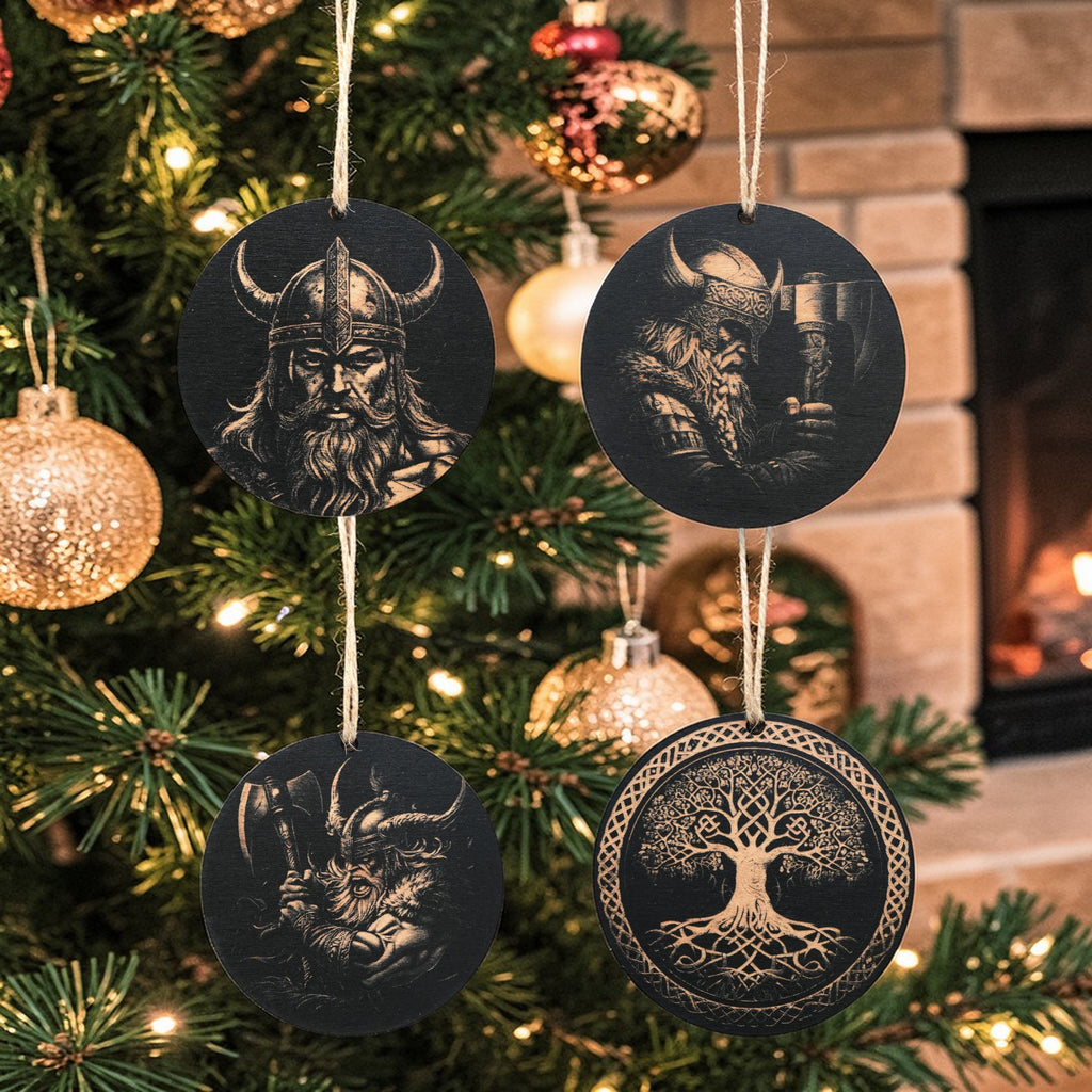 Ornament - Black - Viking - Set of 4