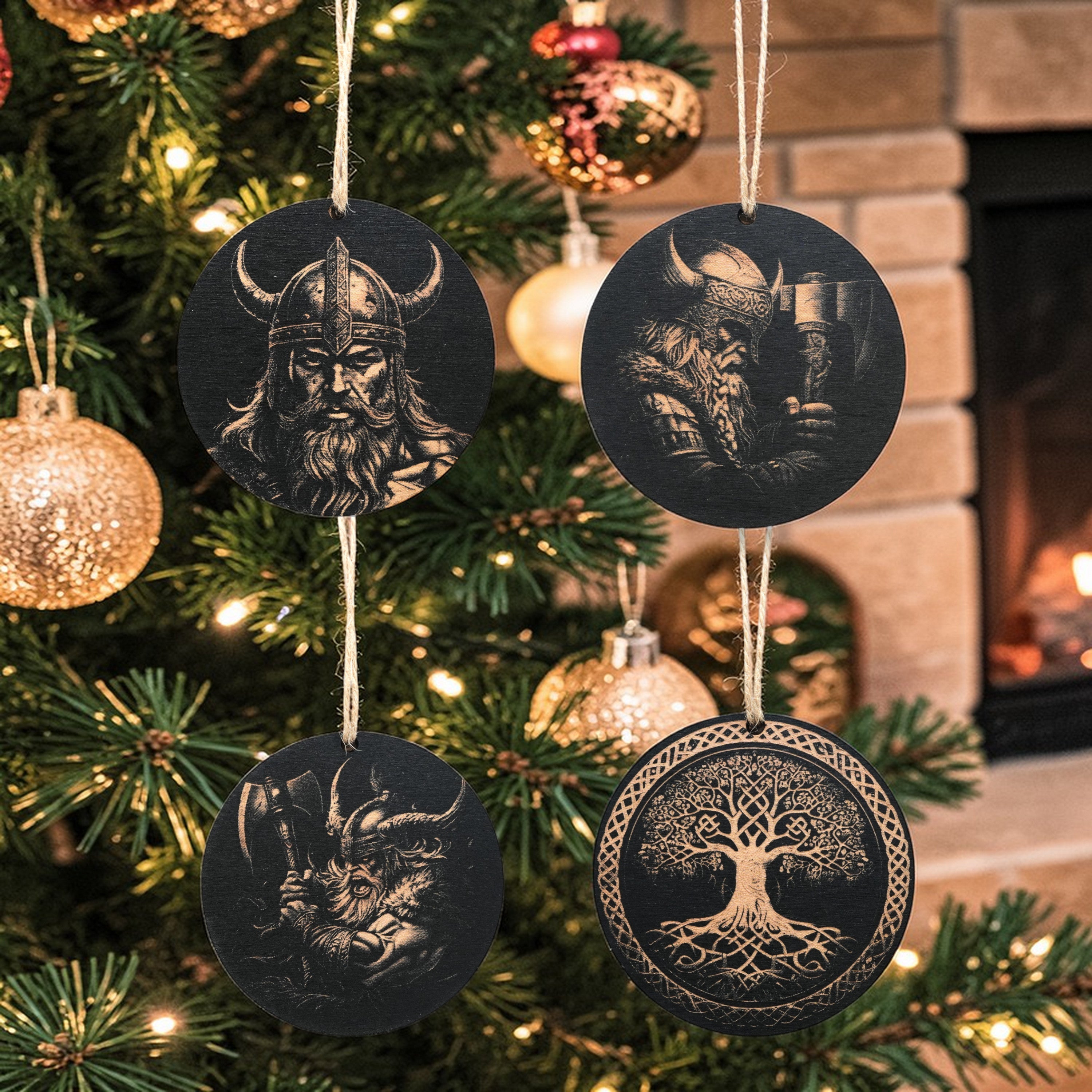 Ornament - Black - Viking - Set of 4