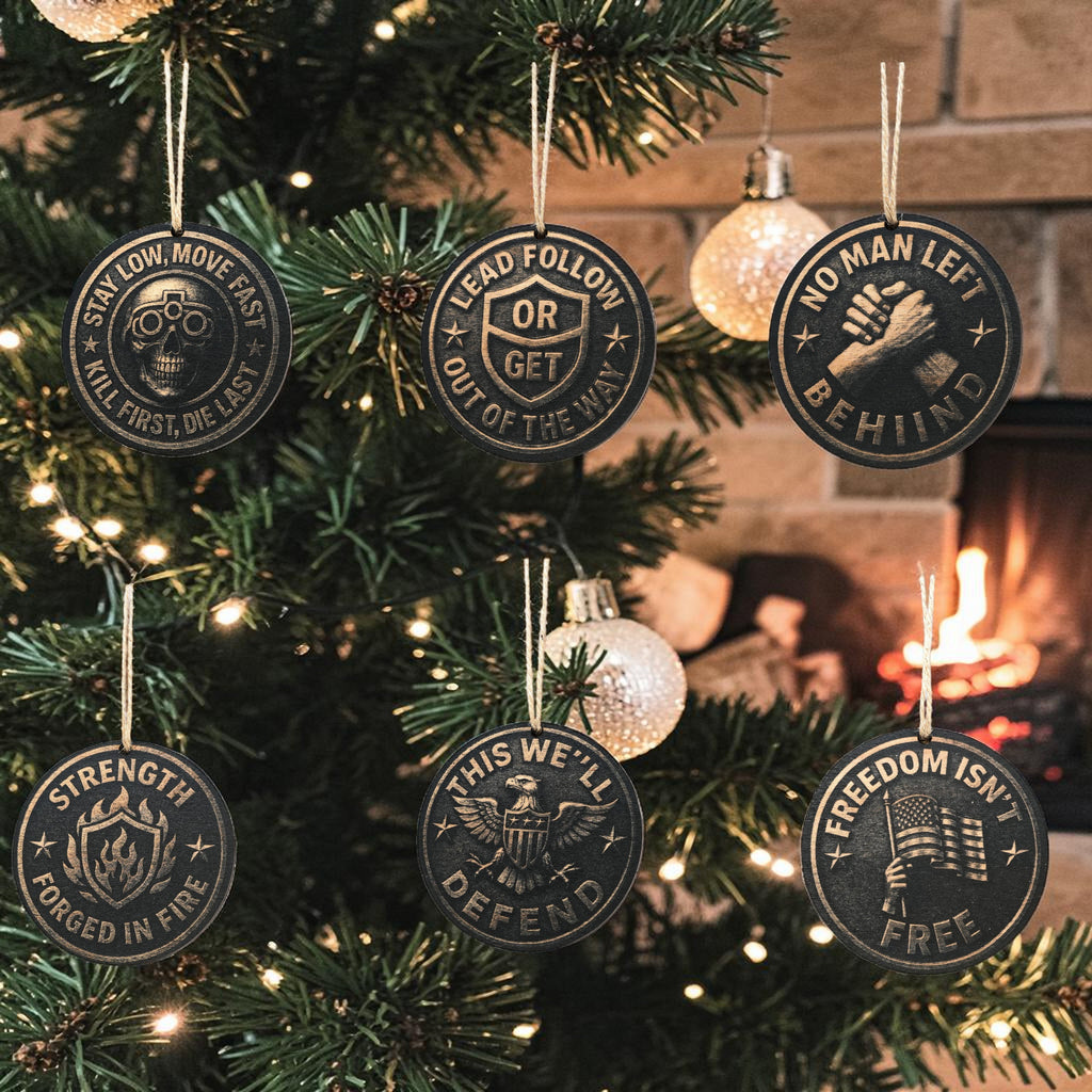 Ornament - Black - Warfighter - Set of 6
