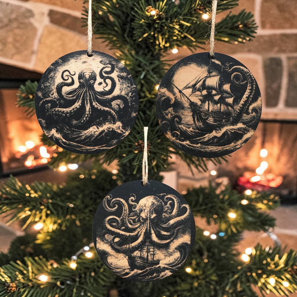 Ornament - Black - Kraken - Set of 3