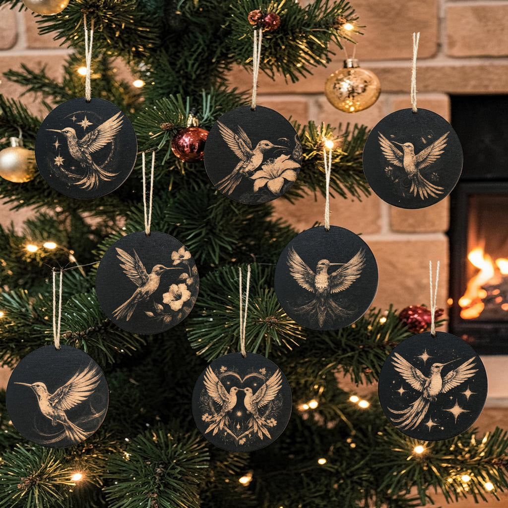 Ornament - Black - Hummingbirds - Set of 8
