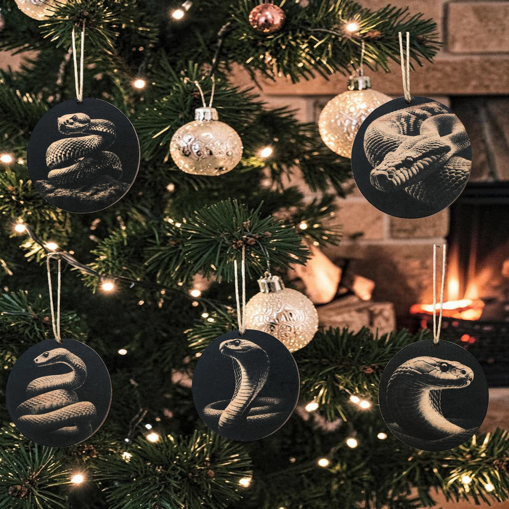 Ornament - Black - Snake herpetology - Set of 5