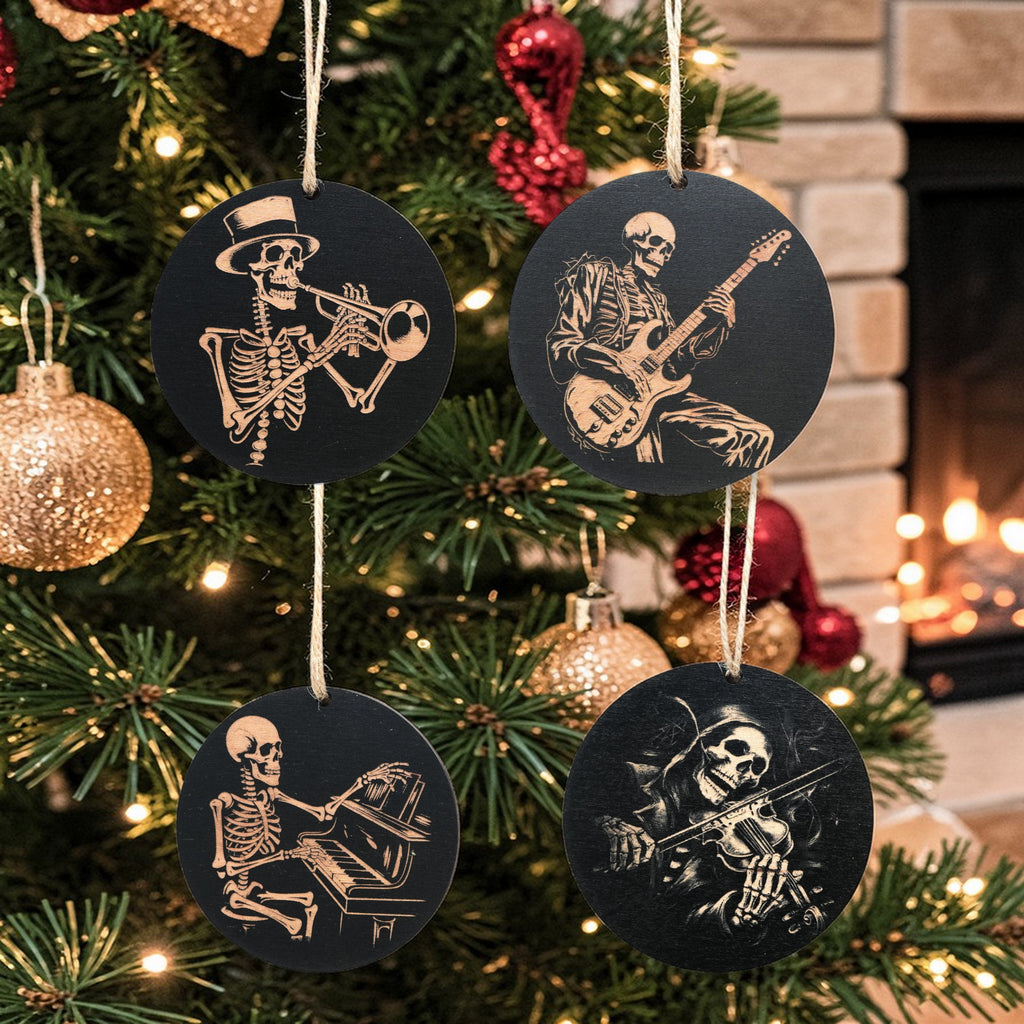 Ornament - Black - Musical Skeletons - Set of 4