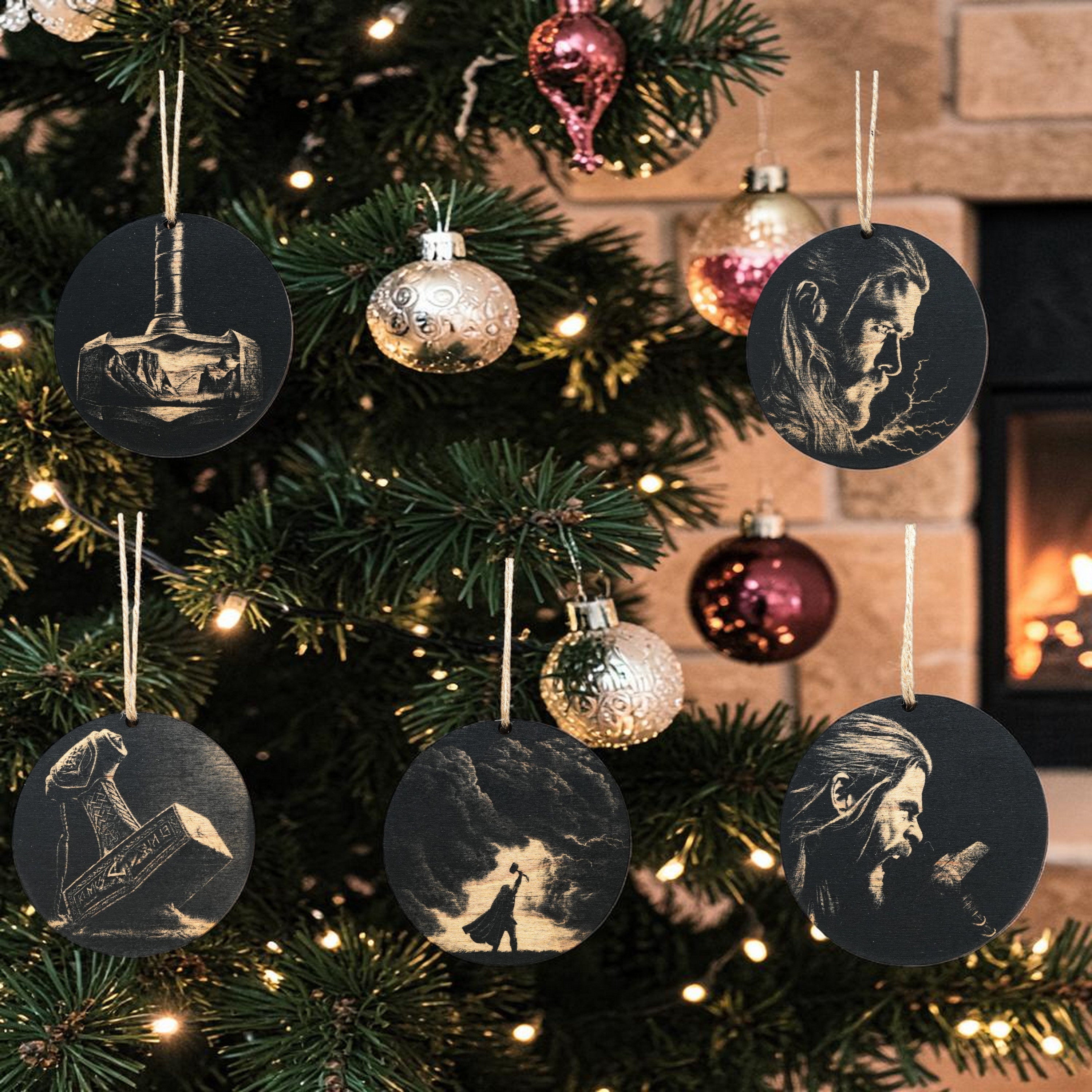 Ornament - Black - Thor - Set of 5