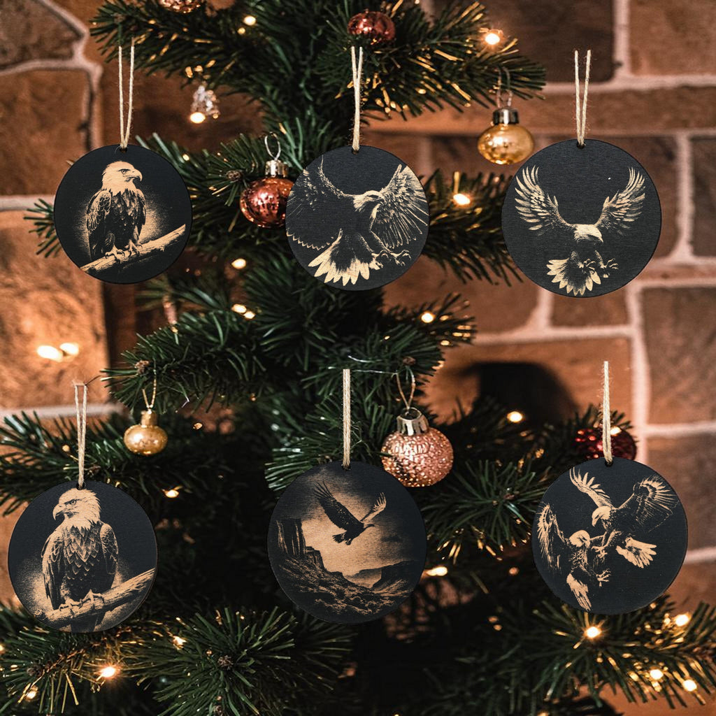 Ornament - Black - Bald Eagle - Set of 6