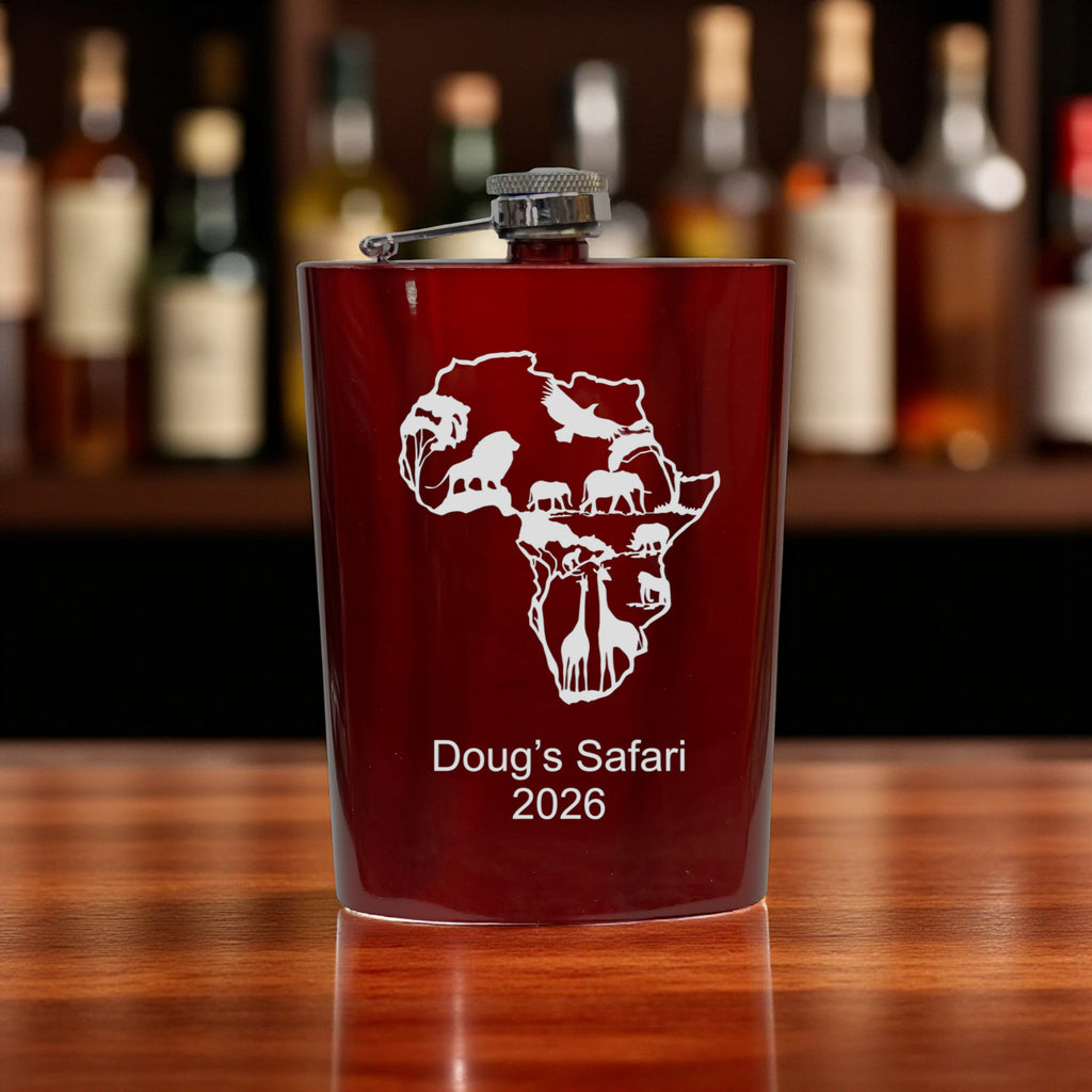 8oz Flask - African Scene PERSONALIZED