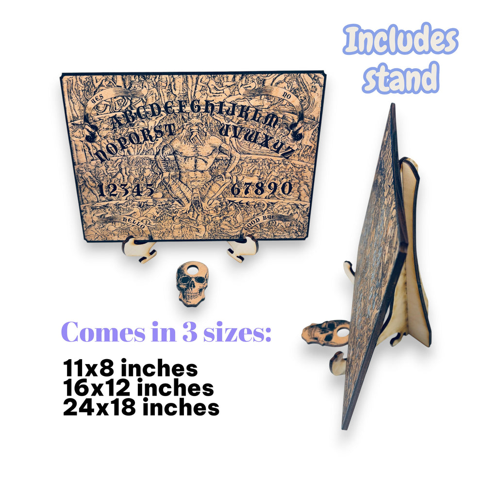 Spirit Board - Dante's Inferno with Skull Cursor WITH STAND - Sign