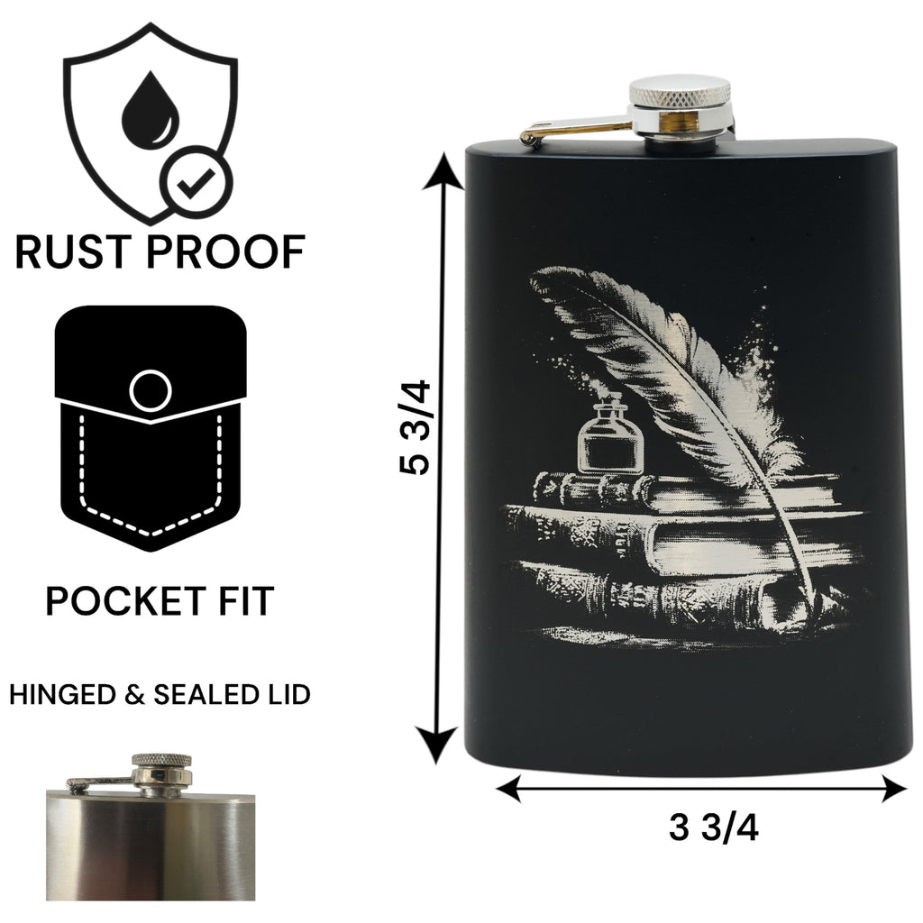 8oz Black - Fantasy Feaher - Black Flask