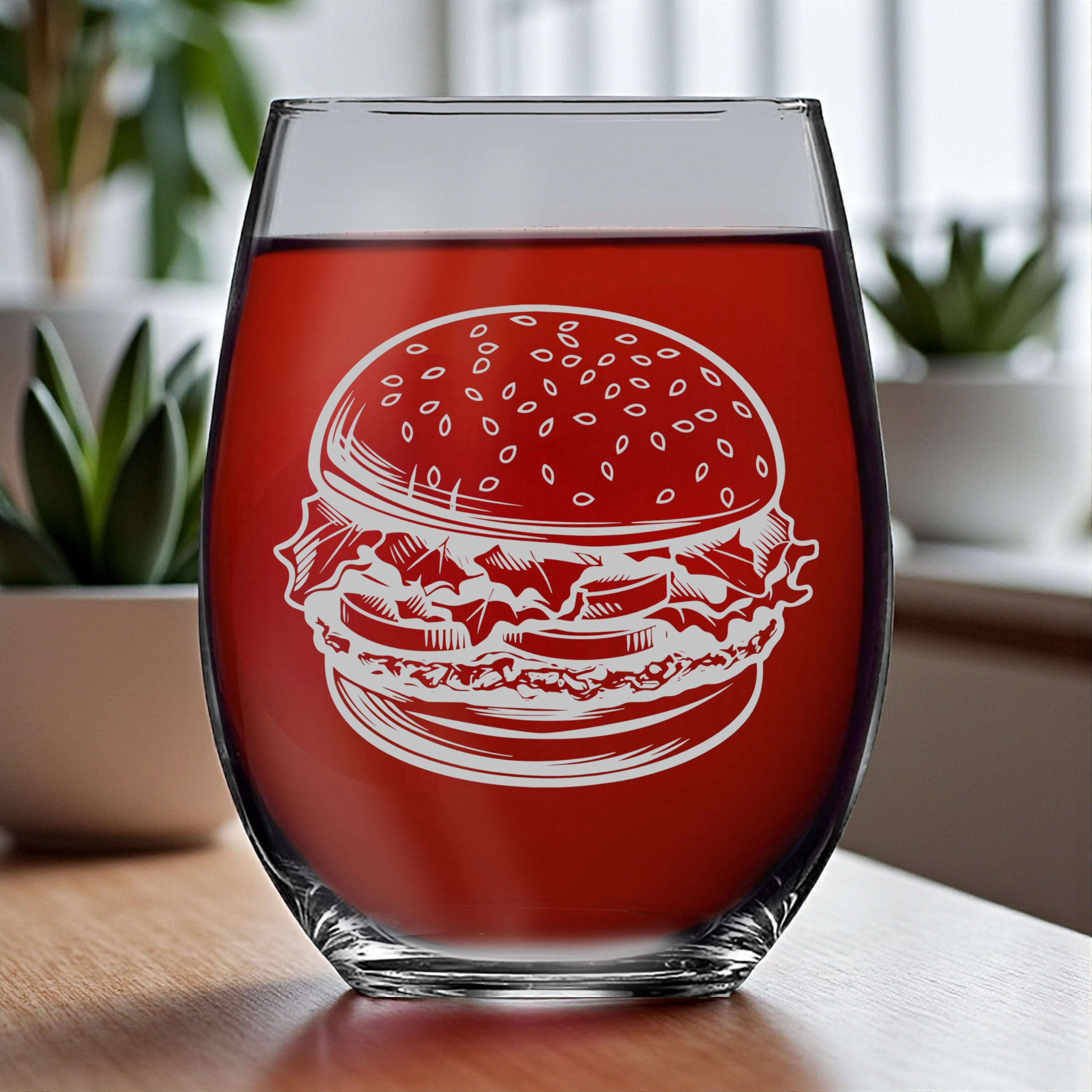 15oz Stemless Wine Glass - Hamburger