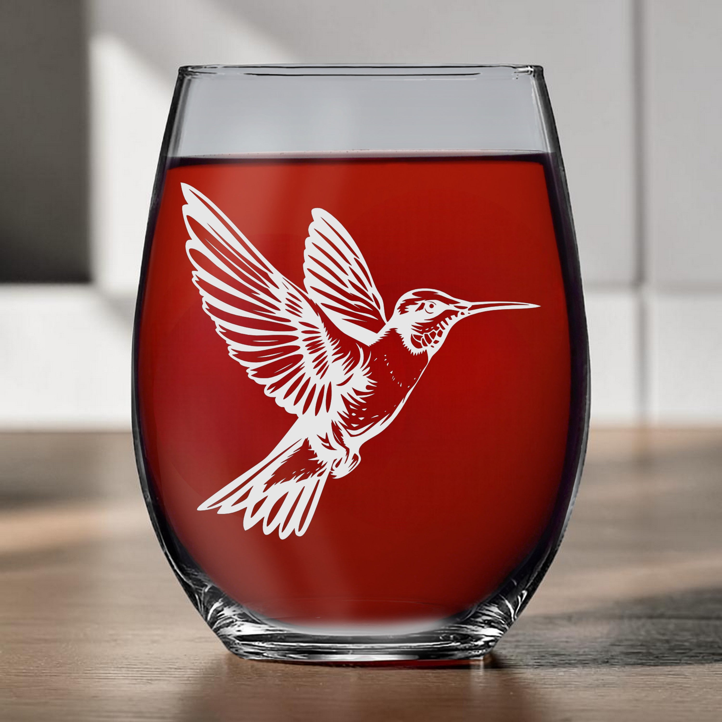 15oz Stemless Wine Glass - Hummingbird