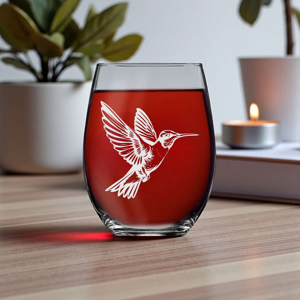 15oz Stemless Wine Glass - Hummingbird